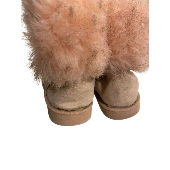 Pink Furry UGG Boots Size 10 Mid Ankle Light Pink Fur Suede - Picture 9 of 16